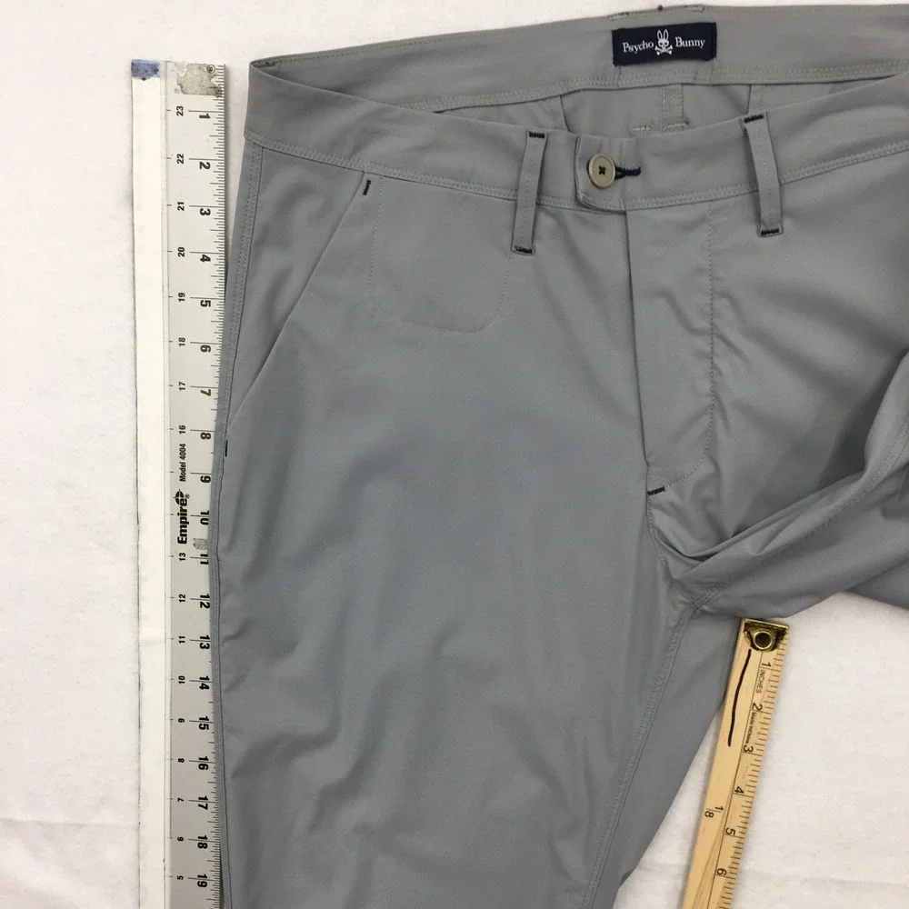 Psycho Bunny Mens Slim Fit Performance Chino Pants Gray Size 33 Golf Trousers